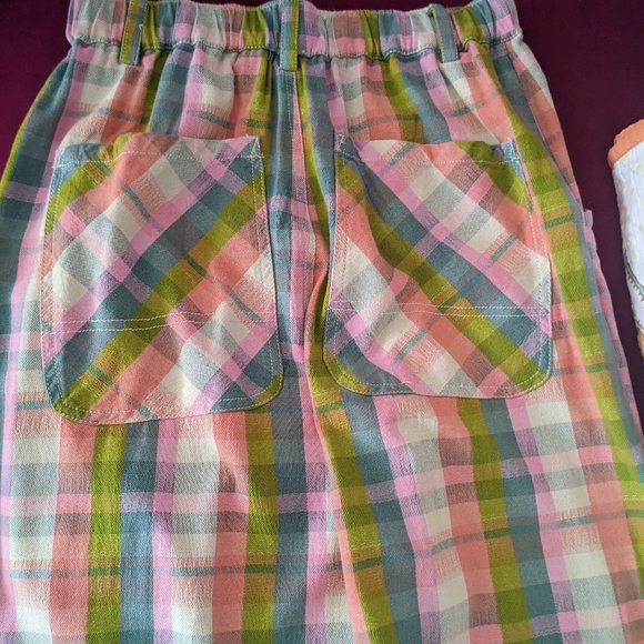 Free People Love Buzz Pink Combo Plaid Pants - Picture 4 of 4